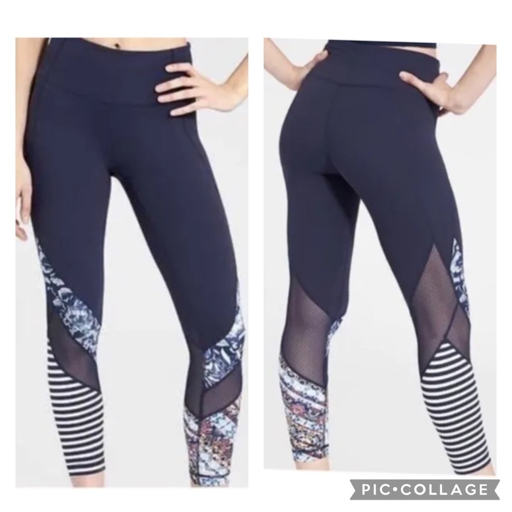 Athleta 7/8 Salutation Mesh Leggings size small